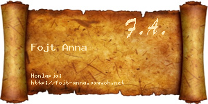 Fojt Anna névjegykártya